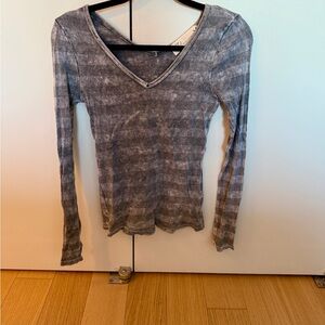 Vintage Havana Charcoal Striped Long Sleeve Top